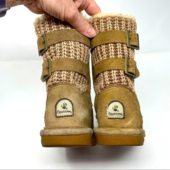 Bearpaw Kids Winter Boots – Sheepskin Leather, Wool Lined, Size 2 - Picture 6 of 11